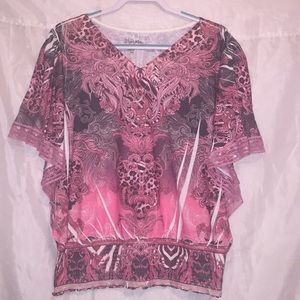 Wrangler 🌸 v-neck w/sequins shirt Sz XXL 💕